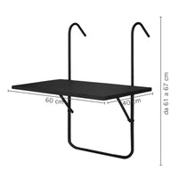 Tavolino Pieghevole Da Balcone 60x40Cm Tavolo Sospeso Da Appendere Alla Ringhiera Richiudibile Salvaspazio Altezza Regolabile Struttura In Metallo Impermeabile Uv Resistent Antiruggine