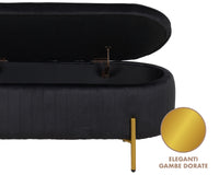 Panca Imbottita Divanetto In Velluto Contenitore Pouf Grande XXL PortaOggetti  Panca Sgabello A Pie Di Letto Con Gambe In Metallo Dorato Cassapanca Ingresso Legno Massello Panchina