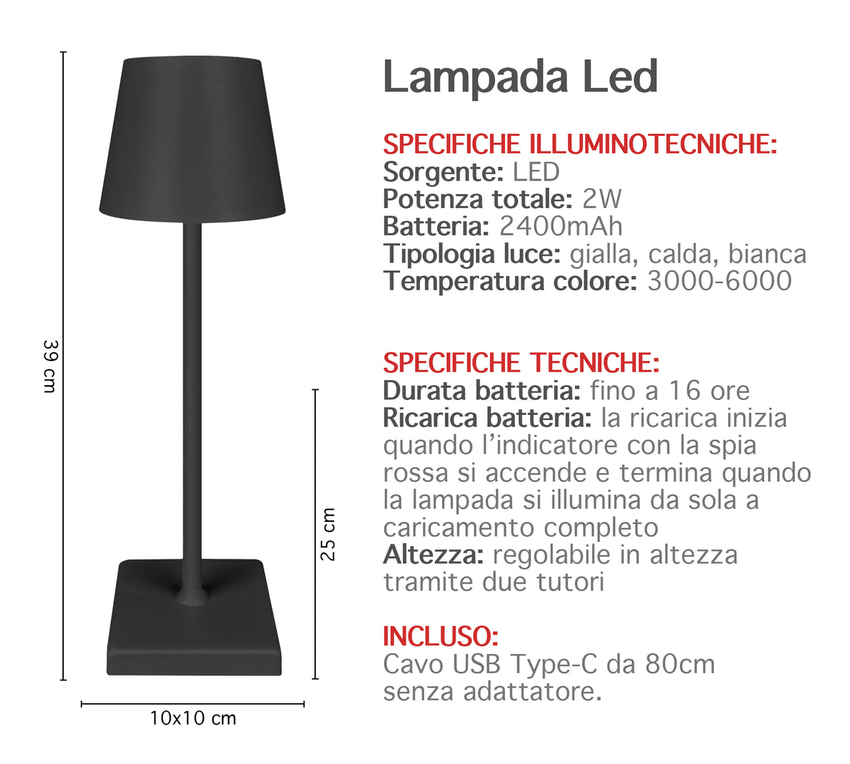 Coppia Di Lampada Da Tavolo LED Set 2 Pezzi Design Moderno Senza Fili Ricaricabile Controllo Touch Selezione Colore Intensità Dimmerabile Altezza Regolabile Con Adattatore Per Bottiglia 3000/4500/600K