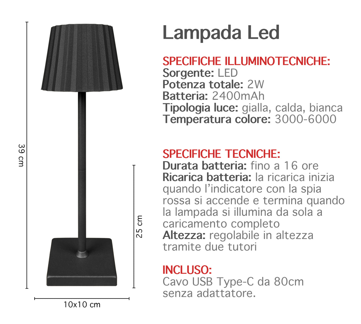 Coppia Di Lampada Da Tavolo LED Set 2 Pezzi Design Moderno Senza Fili Ricaricabile Controllo Touch Selezione Colore Intensità Dimmerabile Altezza Regolabile Con Adattatore Per Bottiglia 3000/4500/600K