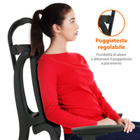 Sedia Da Ufficio Elegante Poltrona Direzionale Ergonomica Design Moderno Colore Nero Rivestimento Ecopelle Base Cromata Ruote Silenzione Seduta Scrivania Sala Riunioni Schienale Alto