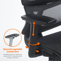 Sedia Da Ufficio Elegante Poltrona Direzionale Ergonomica Design Moderno Colore Nero Rivestimento Ecopelle Base Cromata Ruote Silenzione Seduta Scrivania Sala Riunioni Schienale Alto