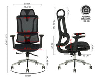Sedia Da Ufficio Elegante Poltrona Direzionale Ergonomica Design Moderno Colore Nero Rivestimento Ecopelle Base Cromata Ruote Silenzione Seduta Scrivania Sala Riunioni Schienale Alto