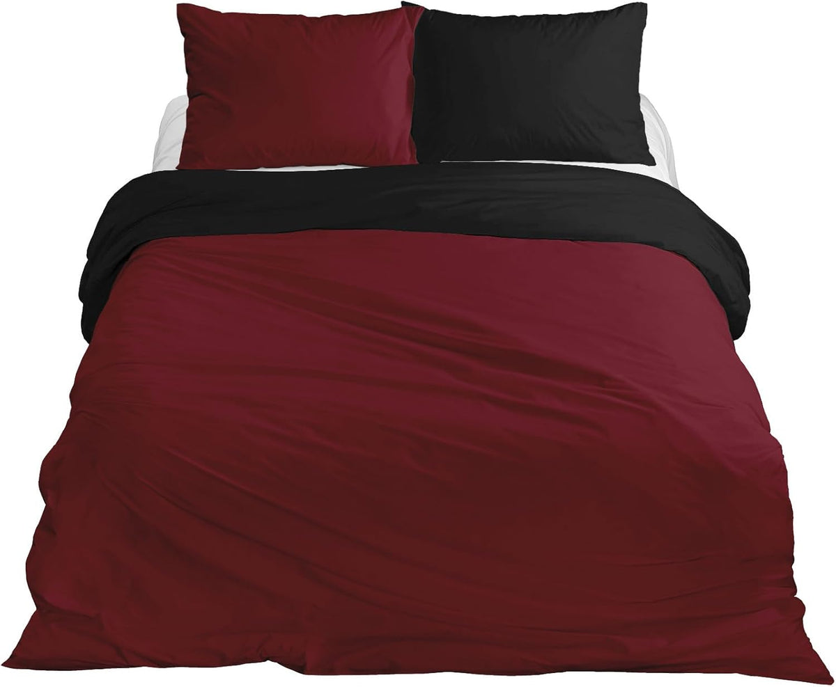 Copripiumino 100% Cotone Matrimoniale Double Face Made In Italy Bicolore Sacco e Federe Due Piazze Set Letto