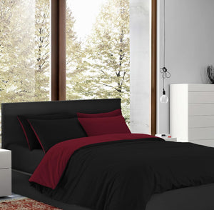 Copripiumino 100% Cotone Matrimoniale Double Face Made In Italy Bicolore Sacco e Federe Due Piazze Set Letto