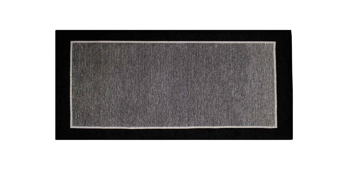 Tappeto Arredo Moderno Antiscivolo in Ciniglia Made in italy  Cotone Roma Nero