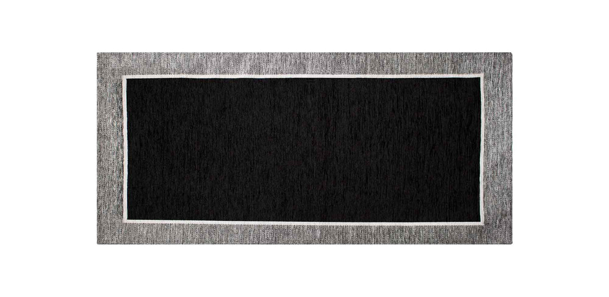 Tappeto Arredo Moderno Antiscivolo in Ciniglia Made in italy Cotone Roma NeroScuro