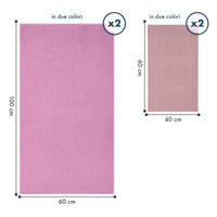 Asciugamani Bagno 100% Spugna Puro Cotone 500 Gr 4 Pezzi 2 Salvietta Viso 2 Asciugamano Ospite Mani Qualità Certificato Oeko-Tex Salviette Super Morbide Bicolore
