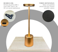 Coppia Di Lampada Da Tavolo LED Set 2 Pezzi Design Moderno Senza Fili Ricaricabile Controllo Touch Selezione Colore Intensità Dimmerabile Altezza Regolabile Con Adattatore Per Bottiglia 3000/4500/600K