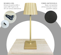 Coppia Di Lampada Da Tavolo LED Set 2 Pezzi Design Moderno Senza Fili Ricaricabile Controllo Touch Selezione Colore Intensità Dimmerabile Altezza Regolabile Con Adattatore Per Bottiglia 3000/4500/600K