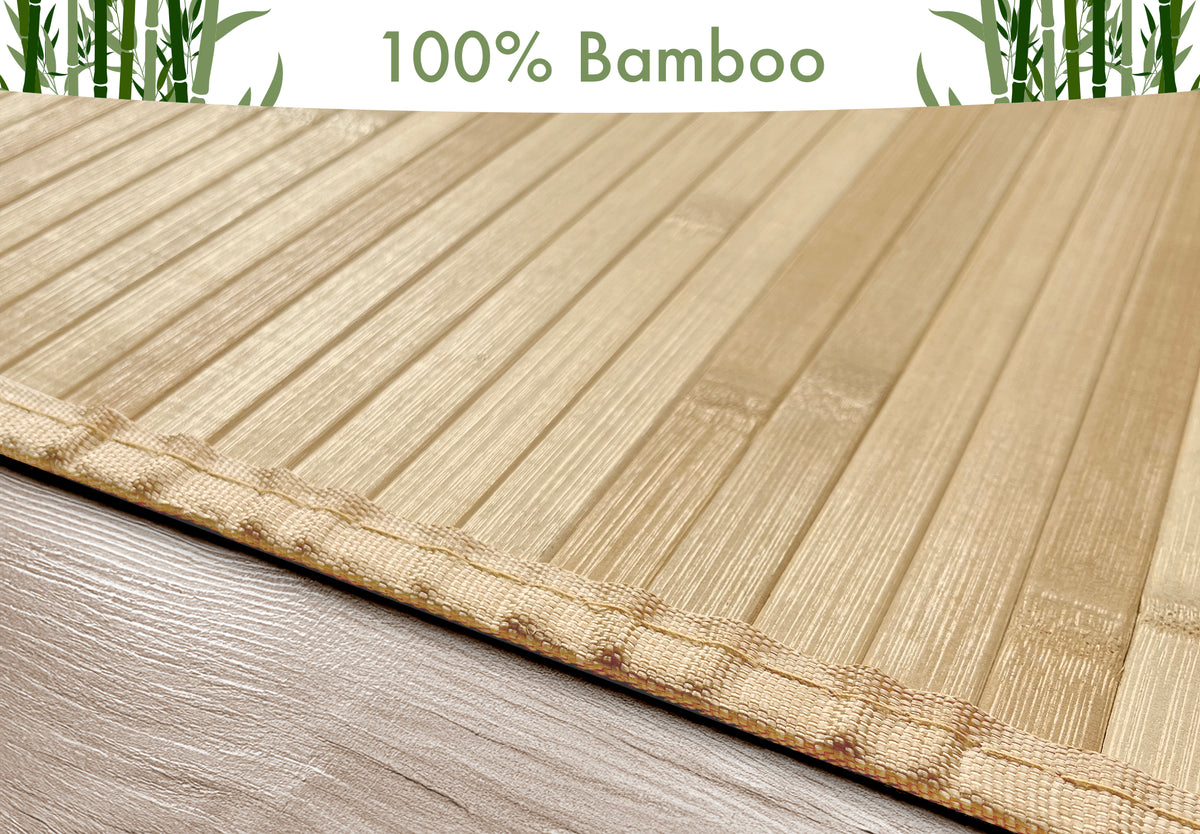 Tappeto Arredo In Vero Bamboo Naturale Grande a Listelli Bordato Bambù Soggiorno Cucina Salotto Listello Legno