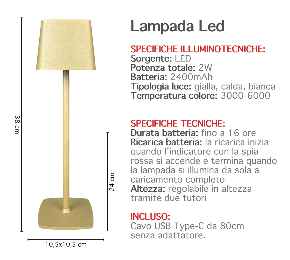 Coppia Di Lampada Da Tavolo LED Set 2 Pezzi Design Moderno Senza Fili Ricaricabile Controllo Touch Selezione Colore Intensità Dimmerabile Altezza Regolabile Con Adattatore Per Bottiglia 3000/4500/600K