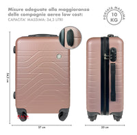 Trolley Bagaglio Mano Rigido 37x20x54.5 Piccolo Ultraleggero Valigia In Abs Con 4 Ruote Manico Chiusura Di Sicurezza Per Compagnie Low Cost Economy Zaino Da Viaggio
