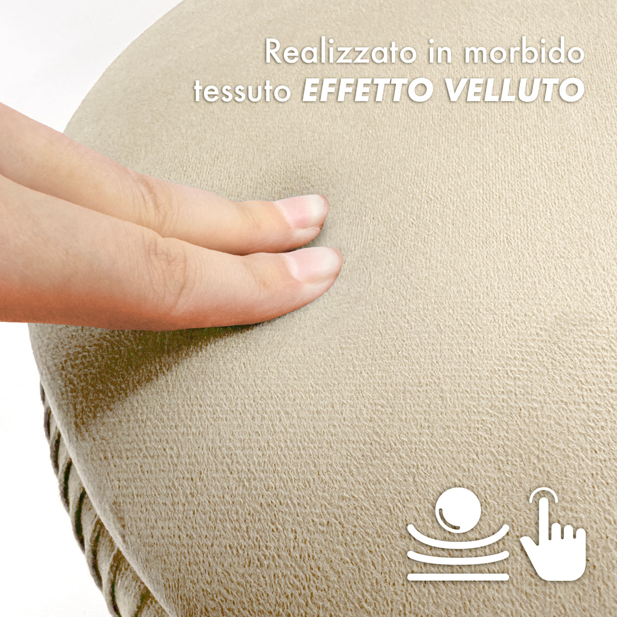 Pouf Rotondo In Velluto Con Contenitore Portaoggetti Sgabello Toeletta Trucco Tavolino Caffè Ripiano Legno Salotto Poggiapiedi Con Gambe Color Oro