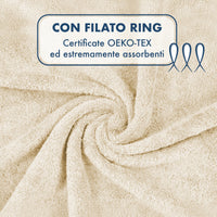 Asciugamani Bagno 100% Spugna Puro Cotone 500 Gr 4 Pezzi 2 Salvietta Viso 2 Asciugamano Ospite Mani Qualità Certificato Oeko-Tex Salviette Super Morbide Bicolore