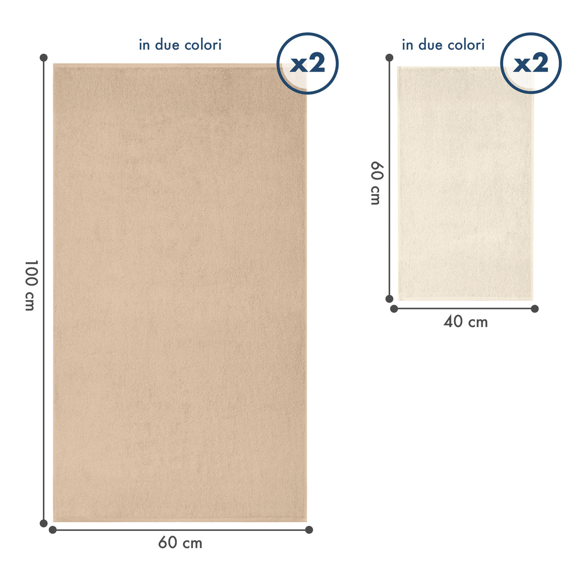 Asciugamani Bagno 100% Spugna Puro Cotone 500 Gr 4 Pezzi 2 Salvietta Viso 2 Asciugamano Ospite Mani Qualità Certificato Oeko-Tex Salviette Super Morbide Bicolore