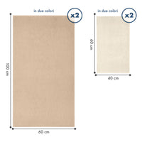 Asciugamani Bagno 100% Spugna Puro Cotone 500 Gr 4 Pezzi 2 Salvietta Viso 2 Asciugamano Ospite Mani Qualità Certificato Oeko-Tex Salviette Super Morbide Bicolore