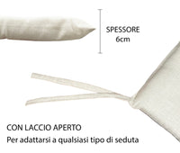 Cuscino arredo sedia Set 6 Cuscini Con Lacci, 4 Punti,Prodotto Italiano 40 x 40 in Spessore 6 Cm Lavorati a Mano mattonella 100% cotone