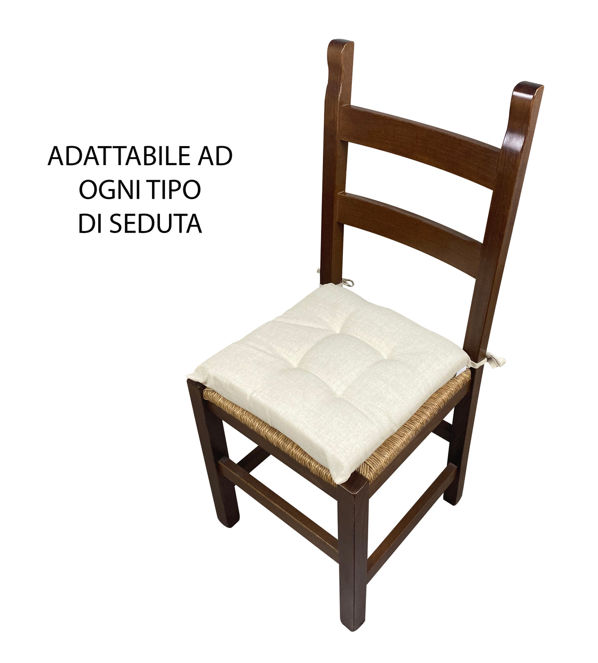 Cuscino arredo sedia Set 6 Cuscini Con Lacci, 4 Punti,Prodotto Italiano 40 x 40 in Spessore 6 Cm Lavorati a Mano mattonella 100% cotone