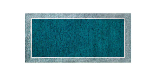 Tappeto Arredo Moderno Antiscivolo in Ciniglia Made in italy Cotone Roma Petrolio