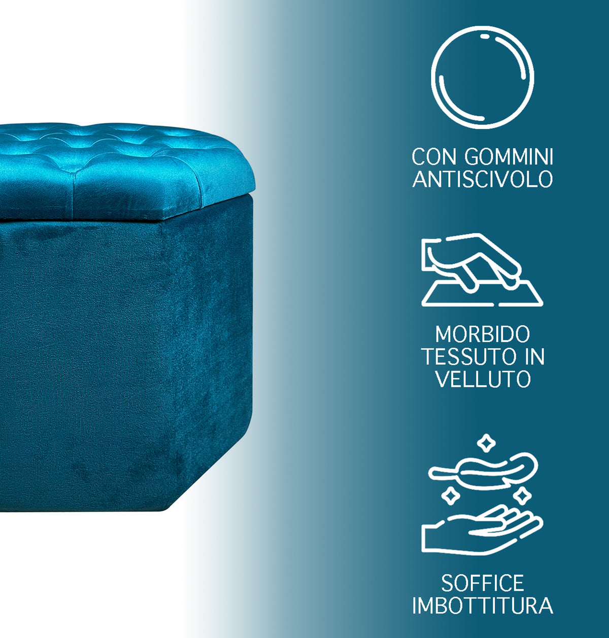 Pouf Ottagonale Contenitore Poggiapiedi Salotto In Velluto Sgabello Camera Design Pouff Cameretta