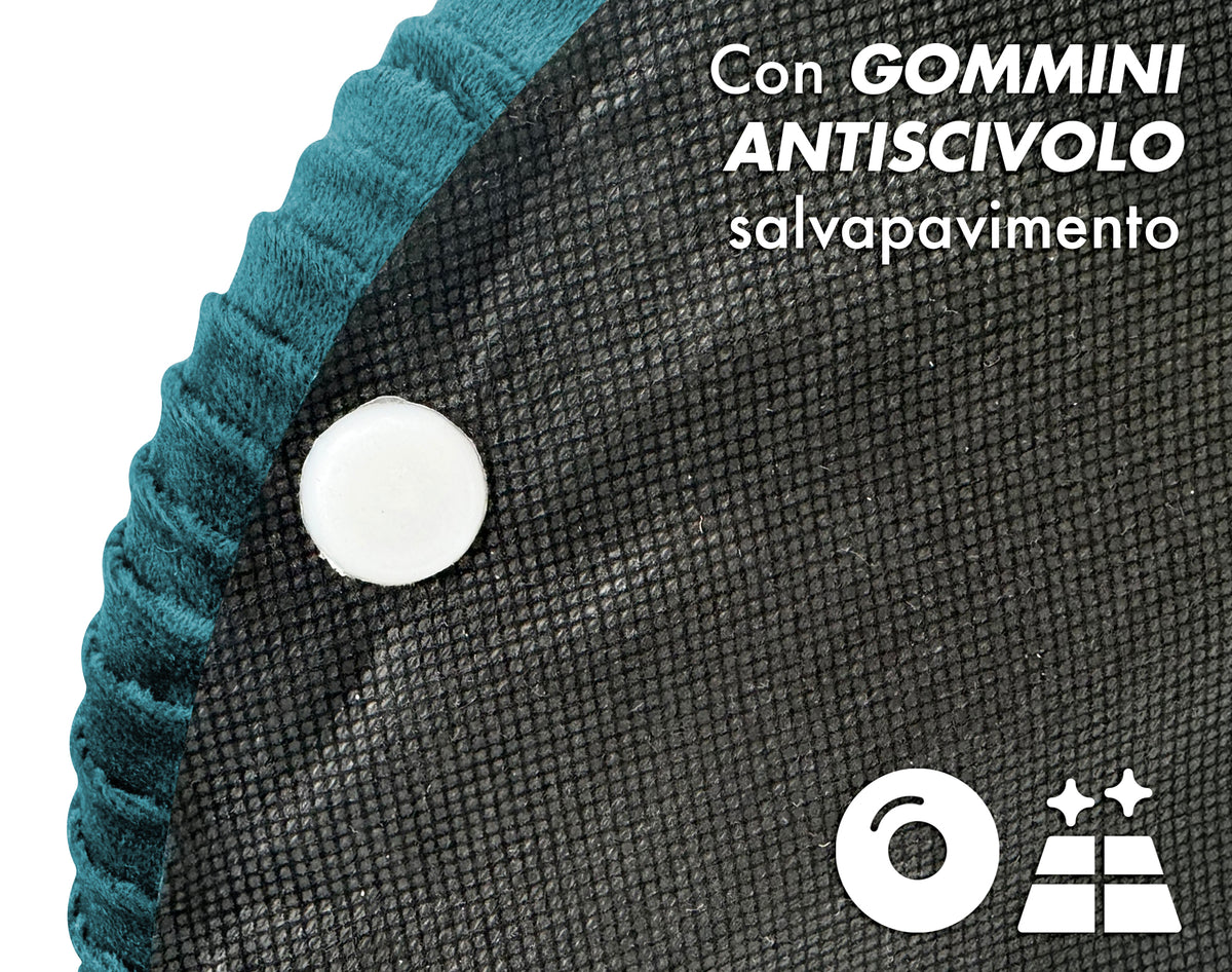 Set Di 2 Pouf Contenitori In Velluto Design Moderno Poggiapiedi,Sgabello Tondo con Coperchio Rimovibile e Seduta Imbottita Alta Densità Con Fascia In Metallo Contenitore Capiente Storage Box