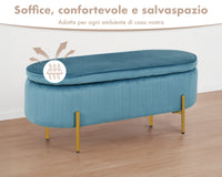 Panca Imbottita Divanetto In Velluto Contenitore Pouf Grande XXL PortaOggetti  Panca Sgabello A Pie Di Letto Con Gambe In Metallo Dorato Cassapanca Ingresso Legno Massello Panchina