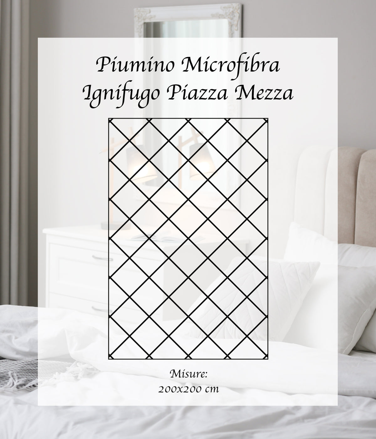Piumino Letto Bianco Ignifugo Certificato Classe 1IM 100/200/300 Gr Microfibra Anallergica Manopesca Coperta Leggera Effetto Piuma Prodotto Italiano Hotel Strutture