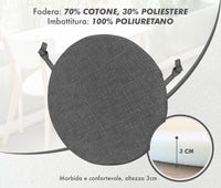 Cuscini Rotondi Per Sedie Cucina Imbottiti Sfoderabili Con Cerniera Cuscino Rotondo Ø 40 Cm Sedia Tavolo Lavabile In Lavatrice Con Lacci Per Fissaggio Prodotto Italiano Comodi