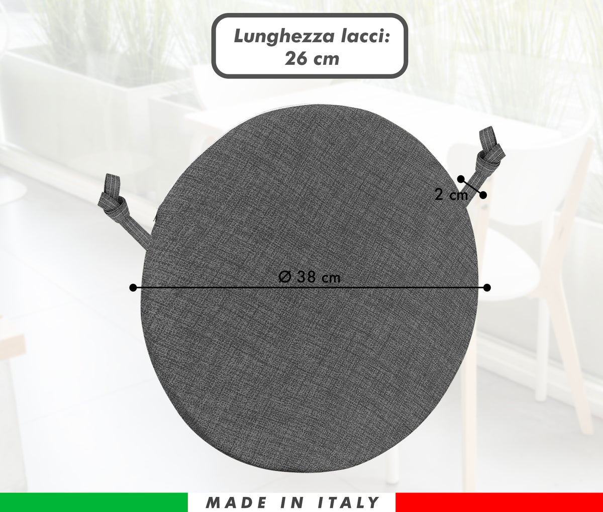 Cuscini Rotondi Per Sedie Cucina Imbottiti Sfoderabili Con Cerniera Cuscino Rotondo Ø 40 Cm Sedia Tavolo Lavabile In Lavatrice Con Lacci Per Fissaggio Prodotto Italiano Comodi
