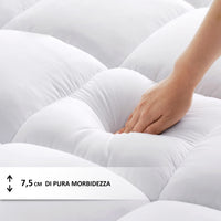 Topper Per Materasso In Vera Piuma D'Oca Alto 7 Cm Certificato Oeko Tex 1800 Gr/Mq Trattamento Down Proof Soffice Anallergico Ipoallergenico Traspirante Termoregolante Con Bande Elastiche