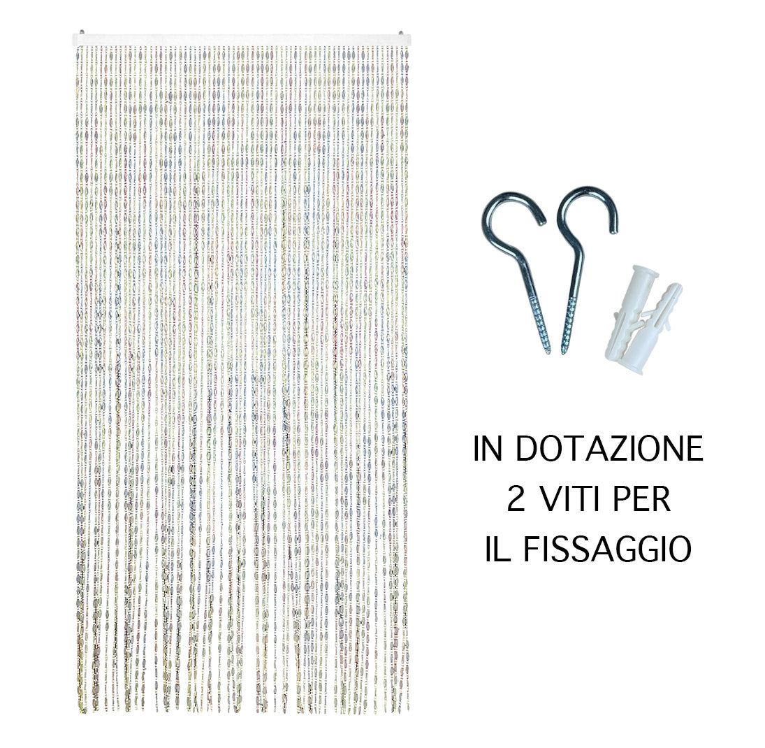 Tenda Antimosche Rainbow Per Porta Finestra A Pannello con Telaio in PVC, in più Colori, Moschiera con Corde a Perline per Esterno Interno Fili a Caduta