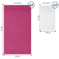 Asciugamani Bagno 100% Spugna Puro Cotone 450 Gr 6 Pezzi 3 Salvietta Viso 3 Asciugamano Ospite Mani Qualità Salviette Super Morbide Bicolore