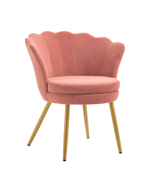 Poltrona Conchiglia Camera da Letto in Velluto Design Moderno, Sedia Classica con Gambe in Metallo Placcato Oro con Seduta Morbida Imbottita Modello Maddina