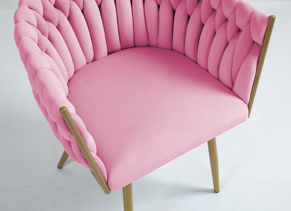 Poltrona Con Schienale In Velluto Intrecciato Design Moderno con Seduta Morbida