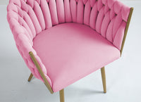 Poltrona Con Schienale In Velluto Intrecciato Design Moderno con Seduta Morbida