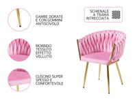 Poltrona Con Schienale In Velluto Intrecciato Design Moderno con Seduta Morbida