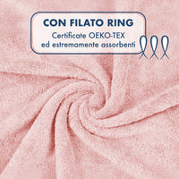 Asciugamani Bagno 100% Spugna Puro Cotone 500 Gr 4 Pezzi 2 Salvietta Viso 2 Asciugamano Ospite Mani Qualità Certificato Oeko-Tex Salviette Super Morbide Bicolore
