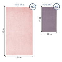 Asciugamani Bagno 100% Spugna Puro Cotone 500 Gr 4 Pezzi 2 Salvietta Viso 2 Asciugamano Ospite Mani Qualità Certificato Oeko-Tex Salviette Super Morbide Bicolore