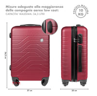 Trolley Bagaglio Mano Rigido 37x20x54.5 Piccolo Ultraleggero Valigia In Abs Con 4 Ruote Manico Chiusura Di Sicurezza Per Compagnie Low Cost Economy Zaino Da Viaggio