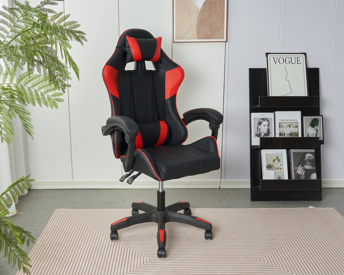 Sedia Gaming Professionale SimilPelle Reclinabile Con Braccioli Poltrona Ufficio Regolabile in Altezza Pistone Gas,Cuscino Poggiatesta E Lombare Gamer