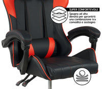 Sedia Gaming Professionale SimilPelle Reclinabile Con Braccioli Poltrona Ufficio Regolabile in Altezza Pistone Gas,Cuscino Poggiatesta E Lombare Gamer