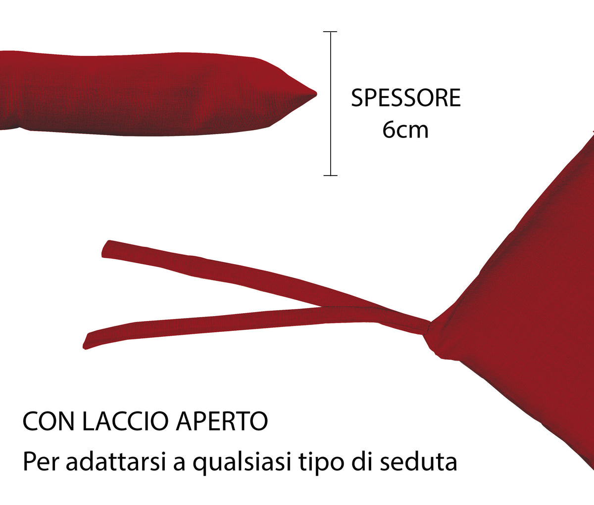 Set 4/6 Cuscini Sedia Con Lacci 4 Punti Cucina Imbottiti Spessore 6 Cm Comodi Prodotto Italiano 40 x 40 in CotoneLavorati a Mano