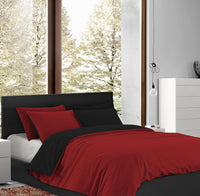 Copripiumino 100% Cotone Matrimoniale Double Face Made In Italy Bicolore Sacco e Federe Due Piazze Set Letto