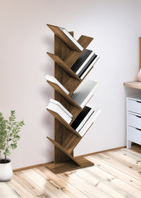 Liberia In Legno A Forma Ad Albero Scaffale 9 Ripiani Salvaspazio Verticale Camera Letto Soggiorno Studio Ufficio  Libro Mensola A Colonna Porta Libri Stile industrial Torre