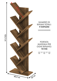 Liberia In Legno A Forma Ad Albero Scaffale 9 Ripiani Salvaspazio Verticale Camera Letto Soggiorno Studio Ufficio  Libro Mensola A Colonna Porta Libri Stile industrial Torre