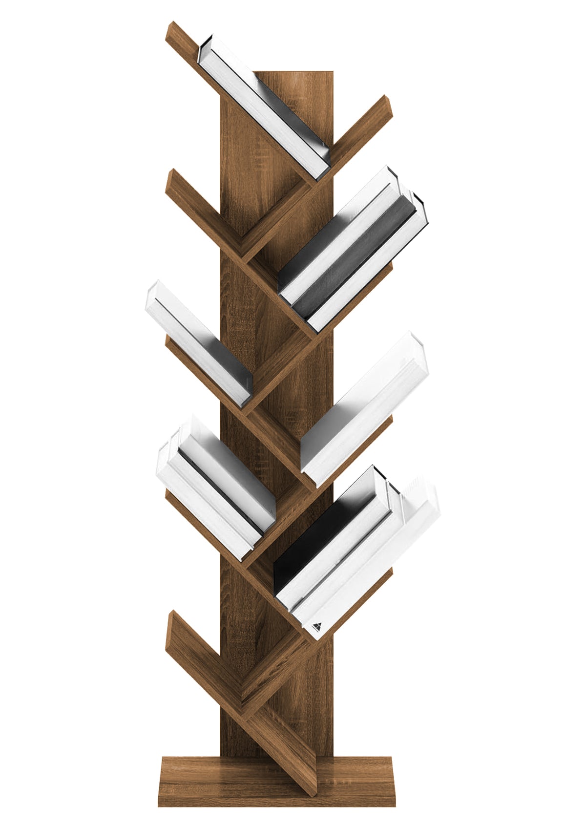 Liberia In Legno A Forma Ad Albero Scaffale 9 Ripiani Salvaspazio Verticale Camera Letto Soggiorno Studio Ufficio  Libro Mensola A Colonna Porta Libri Stile industrial Torre