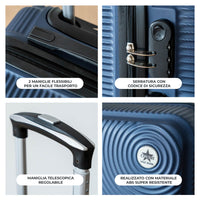 Coveri Set Di 3 Valigie Rigide ABS Valigia Da Viaggio Con Chiusura Lucchetto Combinazione Grande Media Piccola Forti Resistenti Manico Telescopico Ruote Staccabili Trolley