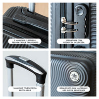 Coveri Set Di 3 Valigie Rigide ABS Valigia Da Viaggio Con Chiusura Lucchetto Combinazione Grande Media Piccola Forti Resistenti Manico Telescopico Ruote Staccabili Trolley