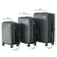 Coveri Set Di 3 Valigie Rigide ABS Valigia Da Viaggio Con Chiusura Lucchetto Combinazione Grande Media Piccola Forti Resistenti Manico Telescopico Ruote Staccabili Trolley